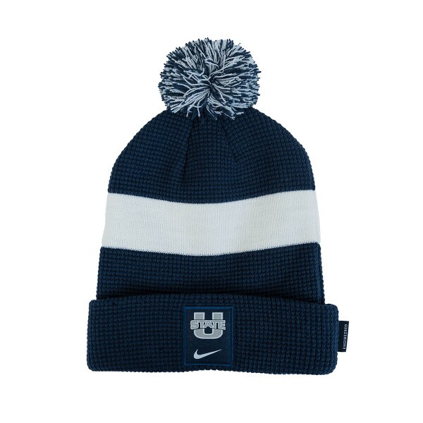 Nike, Aggies, Striped, Pom Pom, Cuff, Beanie